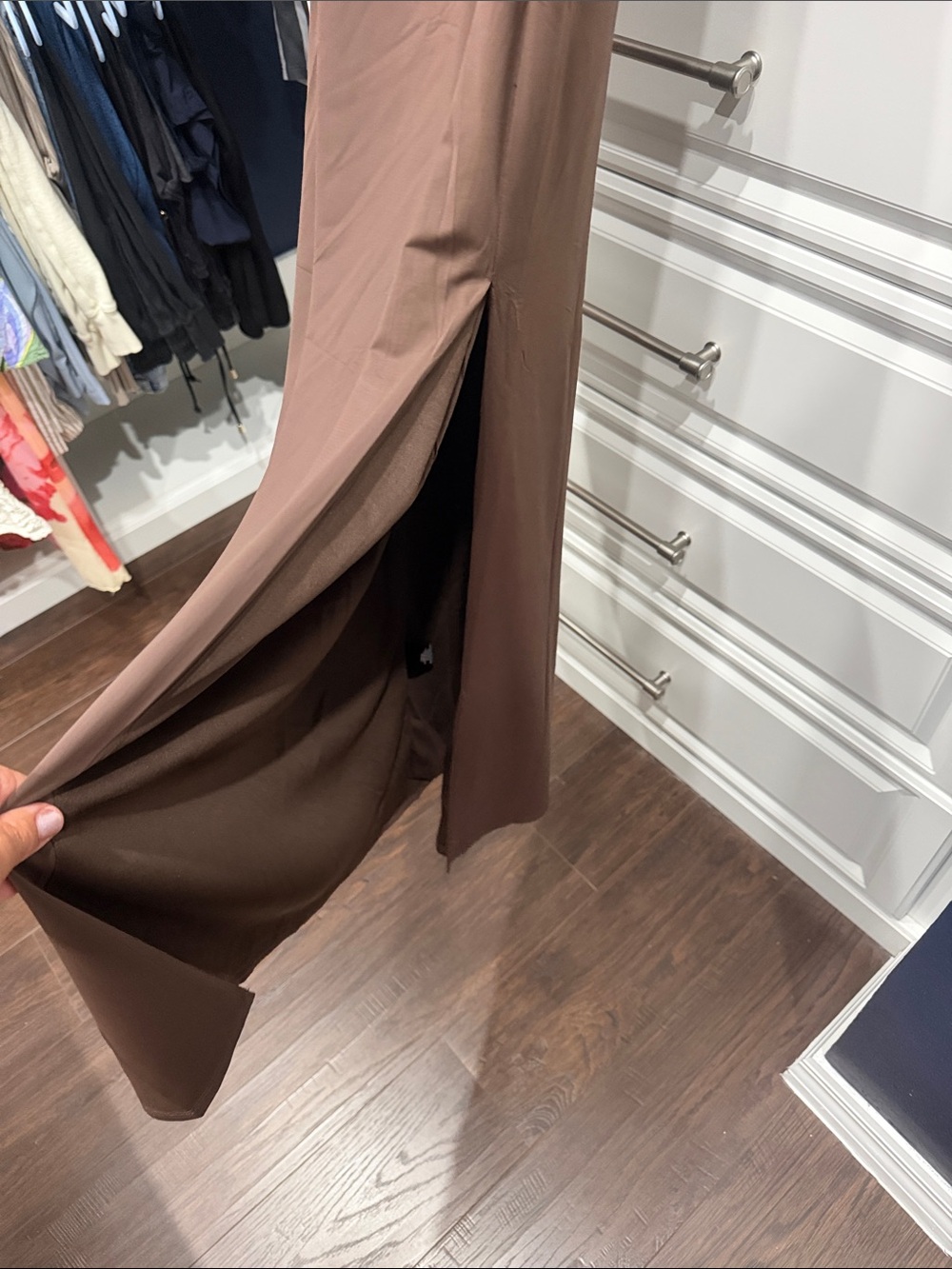 WAYF- Brown Draped Cowl Neck Maxi Dress- SZ M - Picture 8 of 10